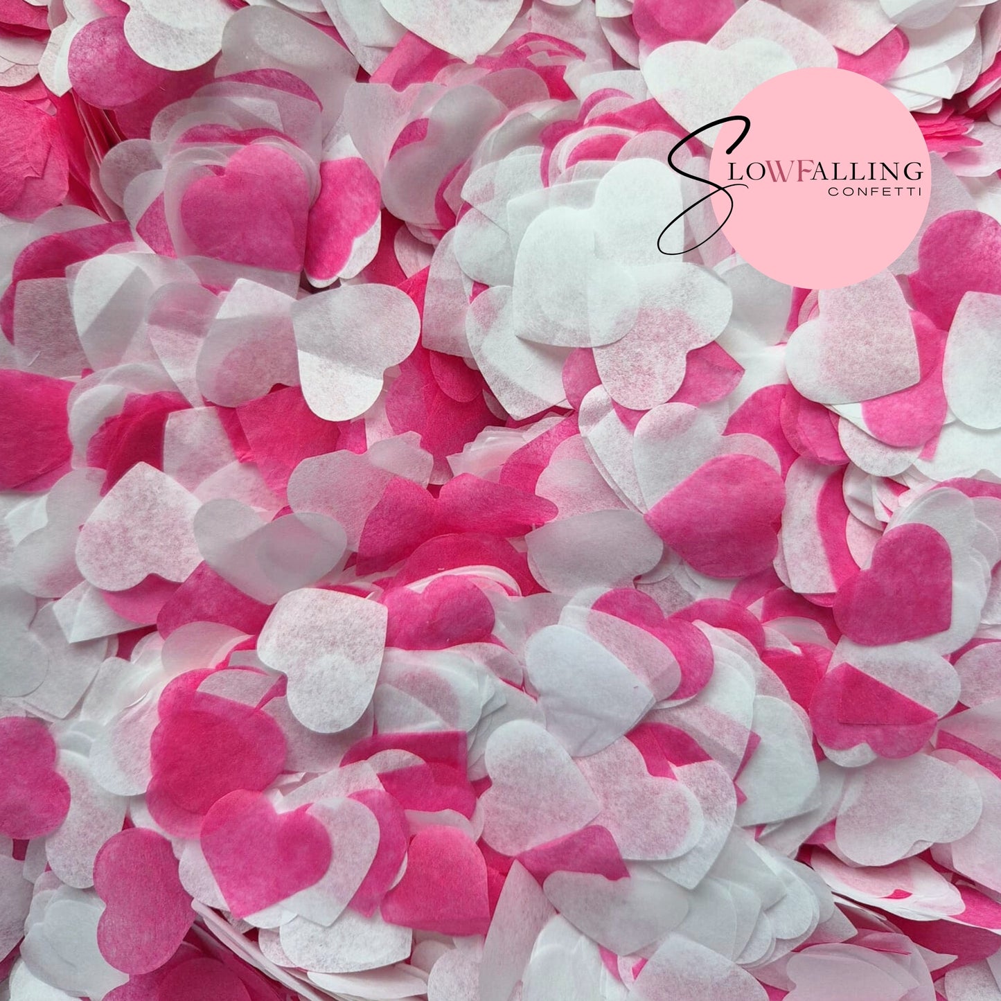 Biodegradable paper Confetti hearts - White Fuschia