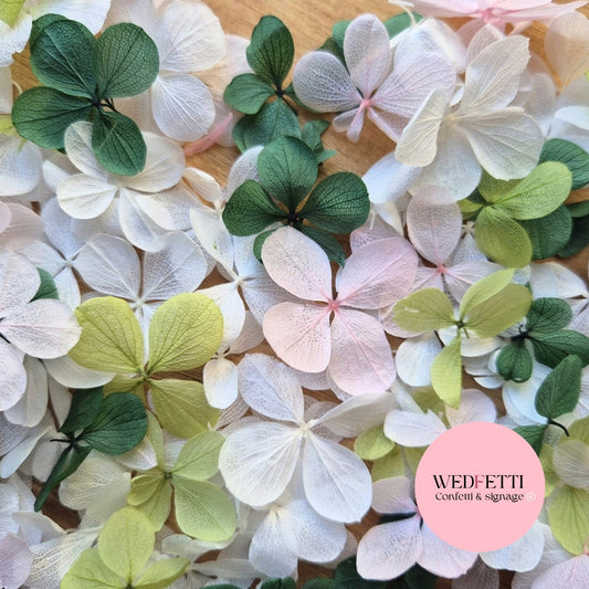 FlutterFly® Petal Confetti - Forest Green, Sage, White & Light Pink