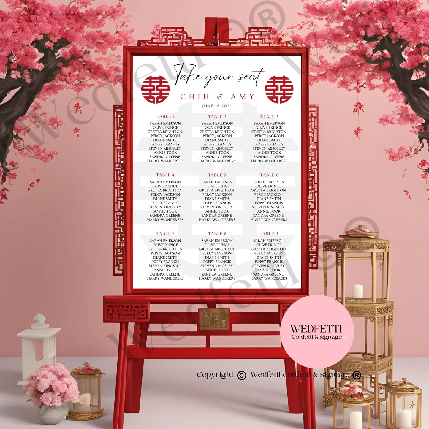 Seating plan Portrait WedFetti