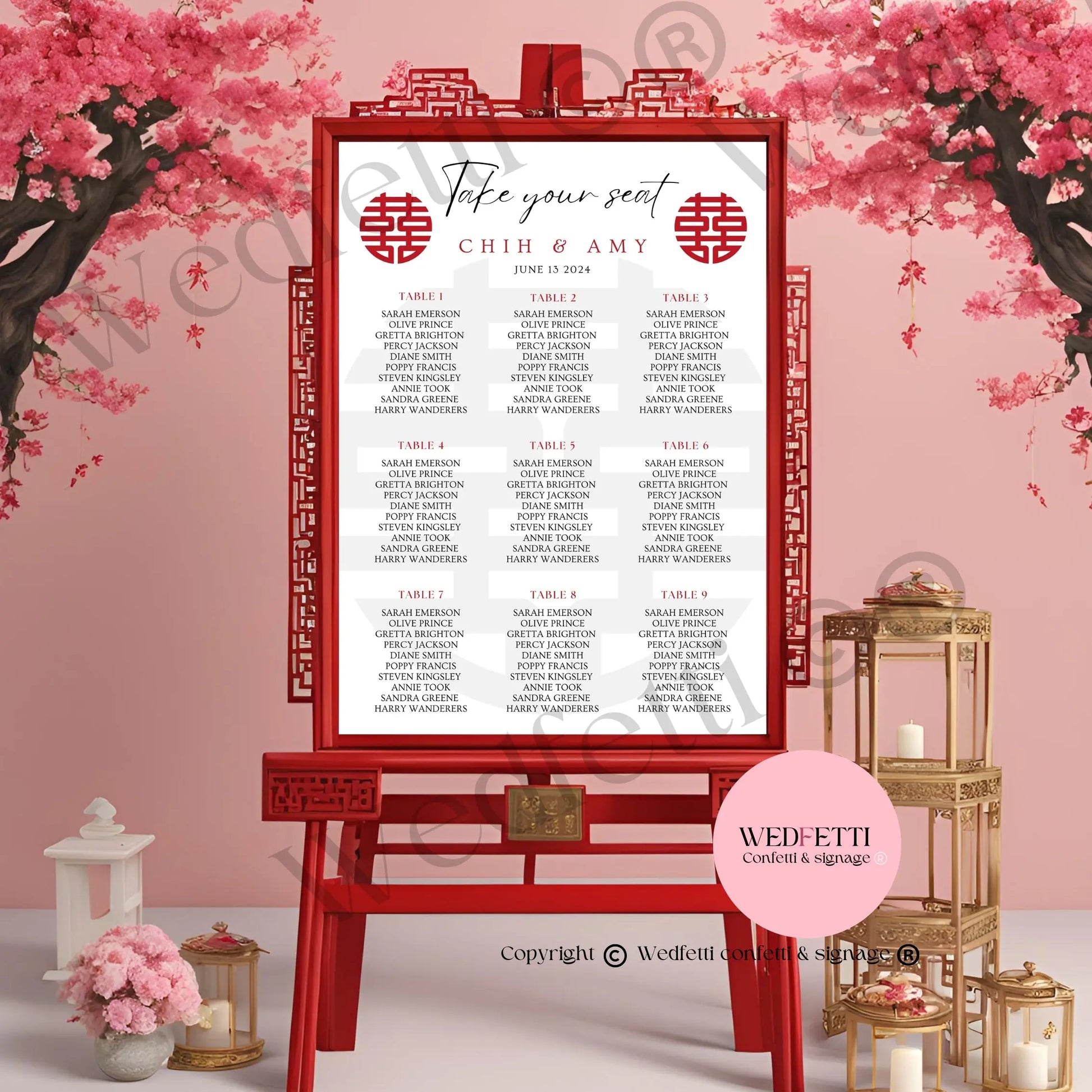 Seating plan Portrait WedFetti