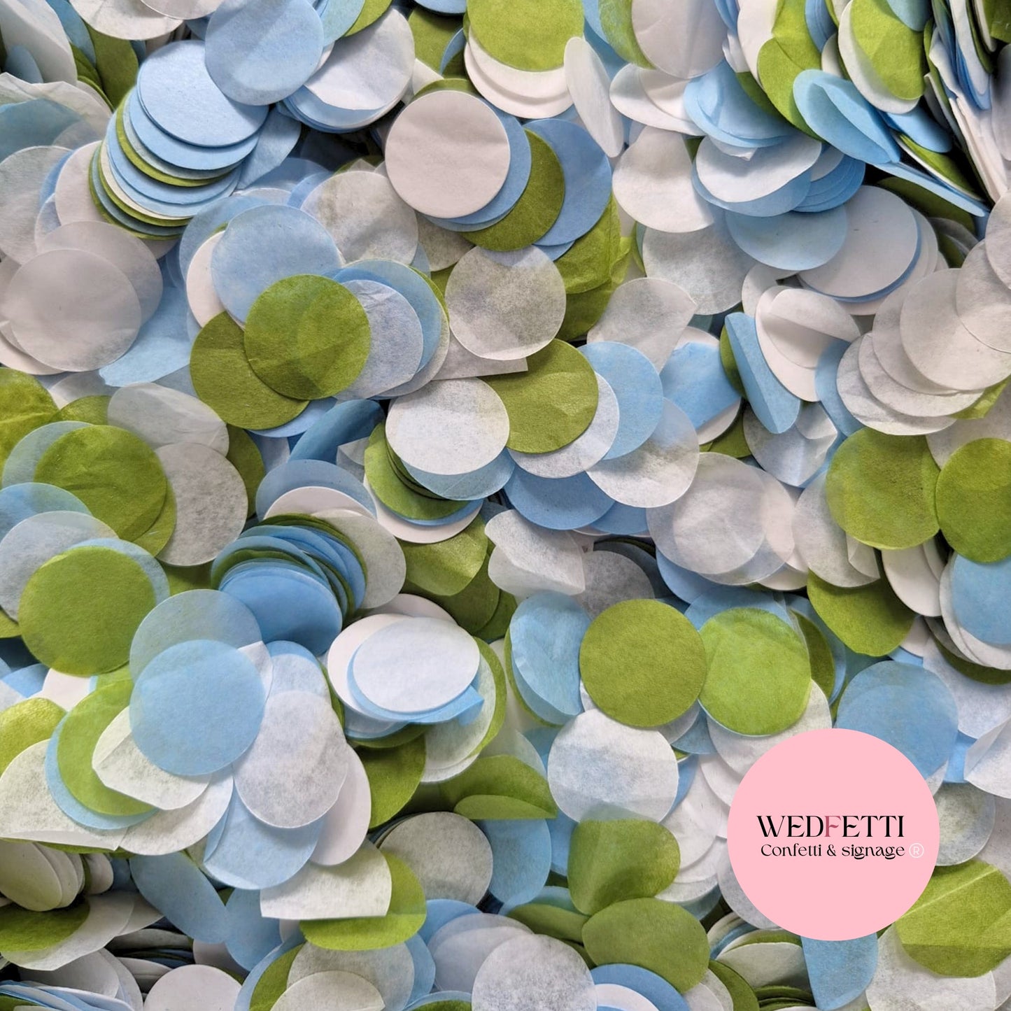 Circles Large 2.5cm Biodegradable - Deep Sage Dusty Blue White