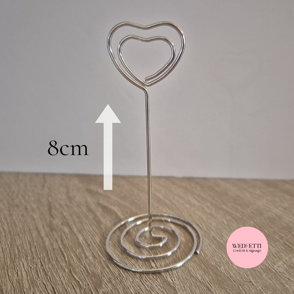 Silver heart sign stand 8cm