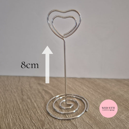 Silver heart sign stand 8cm