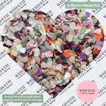 Paper Confetti hearts 1.5cm - Forest Ivory Purple Plum sage Fuschia Blush Orange