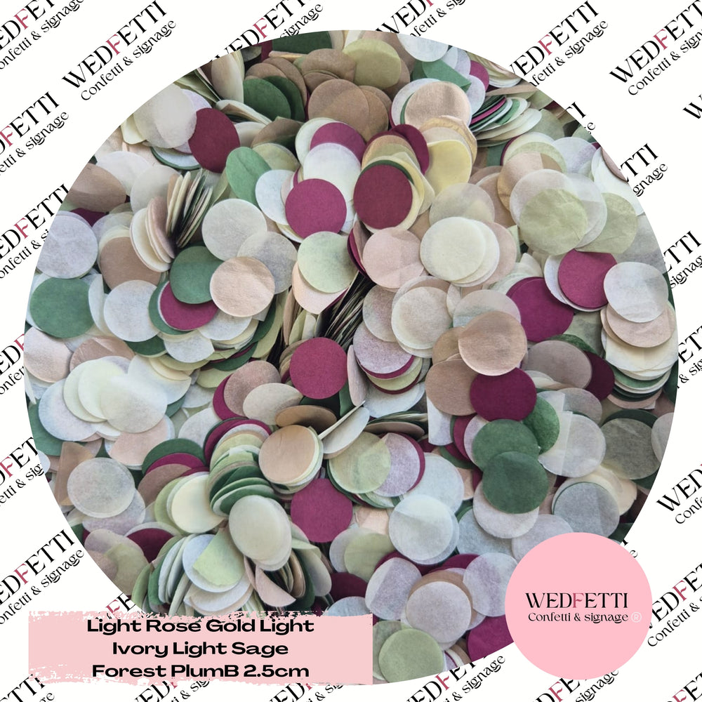 Circles Large 2.5cm Biodegradable - Light Rose Gold Light Ivory Light Sage Forest PlumB