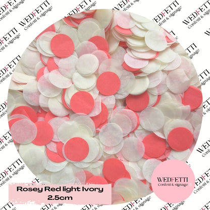 Circles Large 2.5cm Biodegradable - Rosey Red Light Ivory