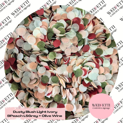 Slow Falling Paper Confetti – Dusty Blush, Light Ivory, Burnt Peach, Light Sage & Grey, Olive & Wine