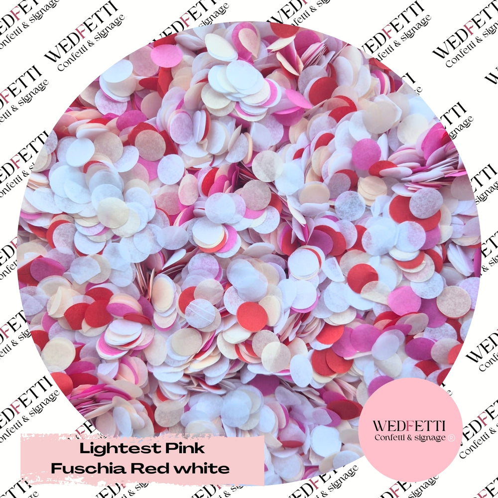 Slow Falling Paper Confetti - Lightest Pink, FUSCHIA, Red & White