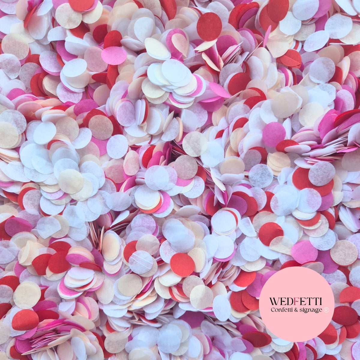 Slow Falling Paper Confetti - Lightest Pink, FUSCHIA, Red & White
