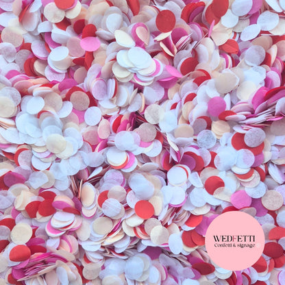 Slow Falling Paper Confetti - Lightest Pink, FUSCHIA, Red & White