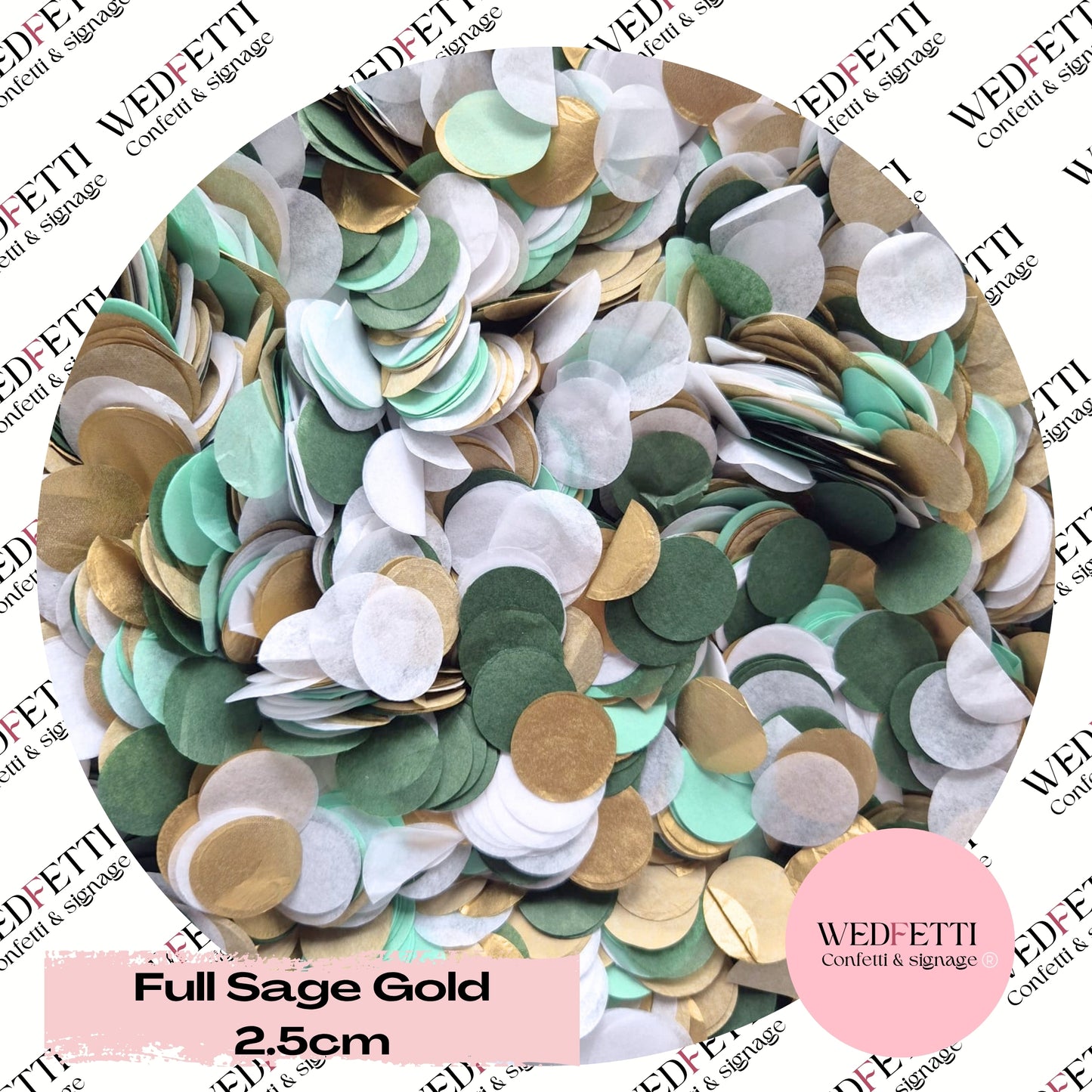 Circles Large 2.5cm Biodegradable - Full Sage Gold Mix