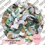 Circles Large 2.5cm Biodegradable - Full Sage Gold Mix