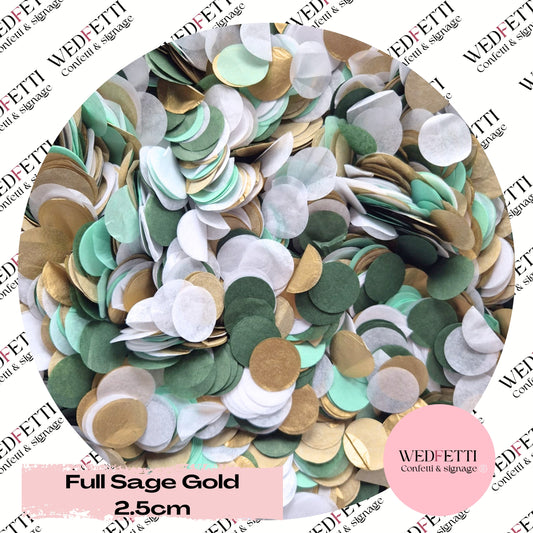 Circles Large 2.5cm Biodegradable - Full Sage Gold Mix