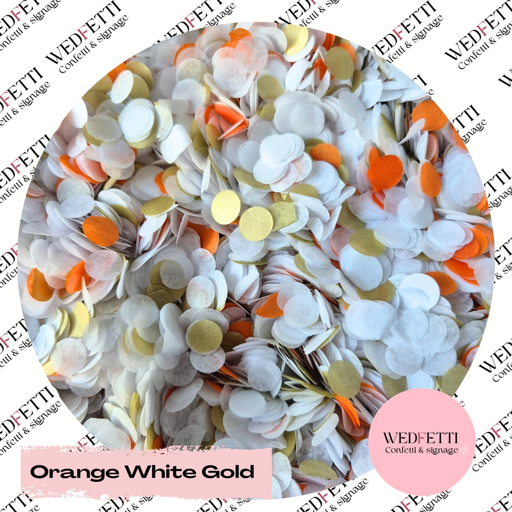 Slow falling paper Confetti - Orange White Gold