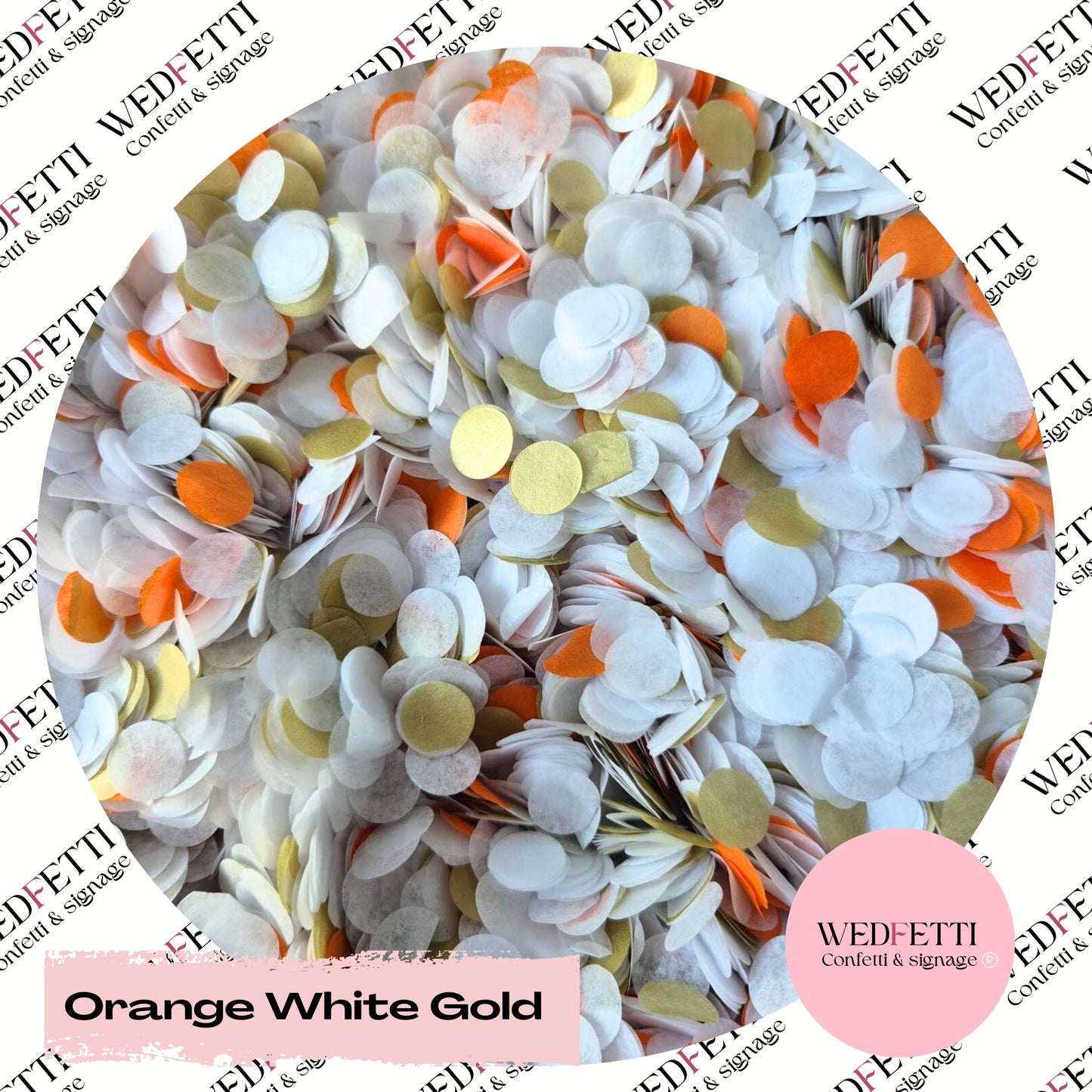 Slow falling paper Confetti - Orange White Gold