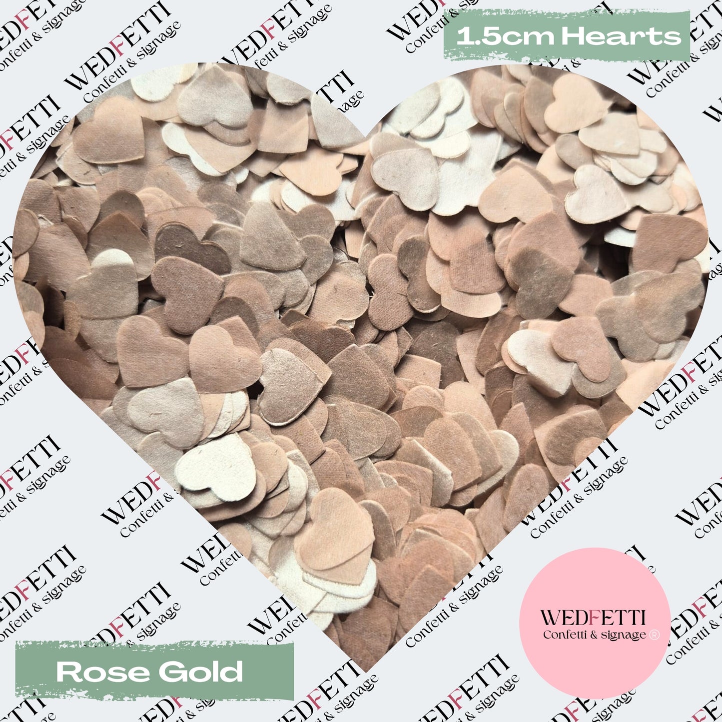 Shimmering metallic Rose Gold Biodegradable Confetti Hearts small