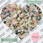 Paper Confetti hearts 1.5cm - Forest Blush Ivory Gold
