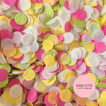 Circles Large 2.5cm Biodegradable - Light Ivory Fuschia Yellow Lime