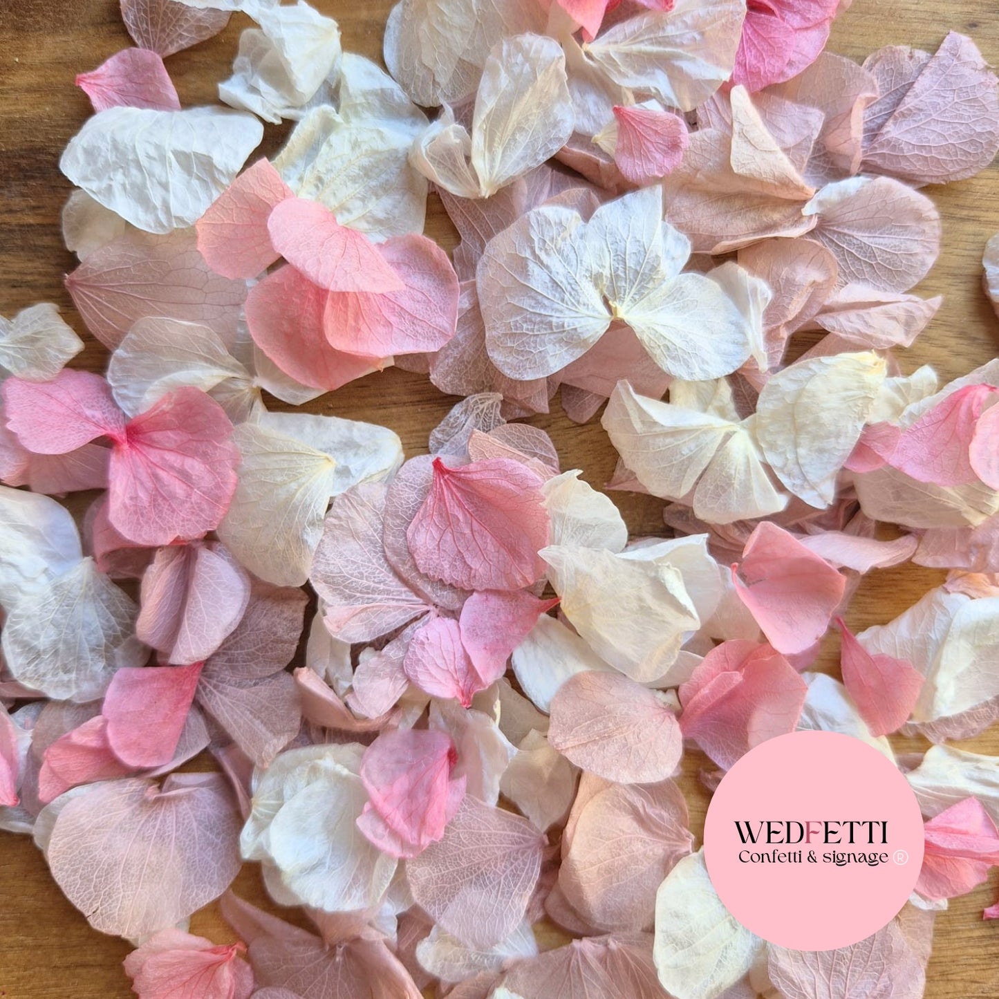 Petal Confetti hydrangea - Dusty Pink Rose Pink Light Ivory