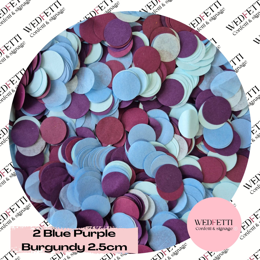 Circles Large 2.5cm Biodegradable - 2 Blue Purple Burgundy
