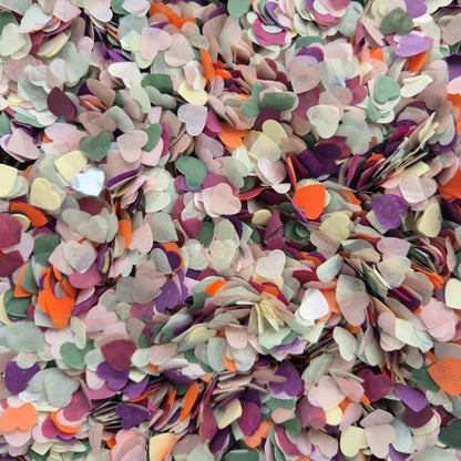 Paper Confetti hearts 1.5cm - Forest Ivory Purple Plum sage Fuschia Blush Orange