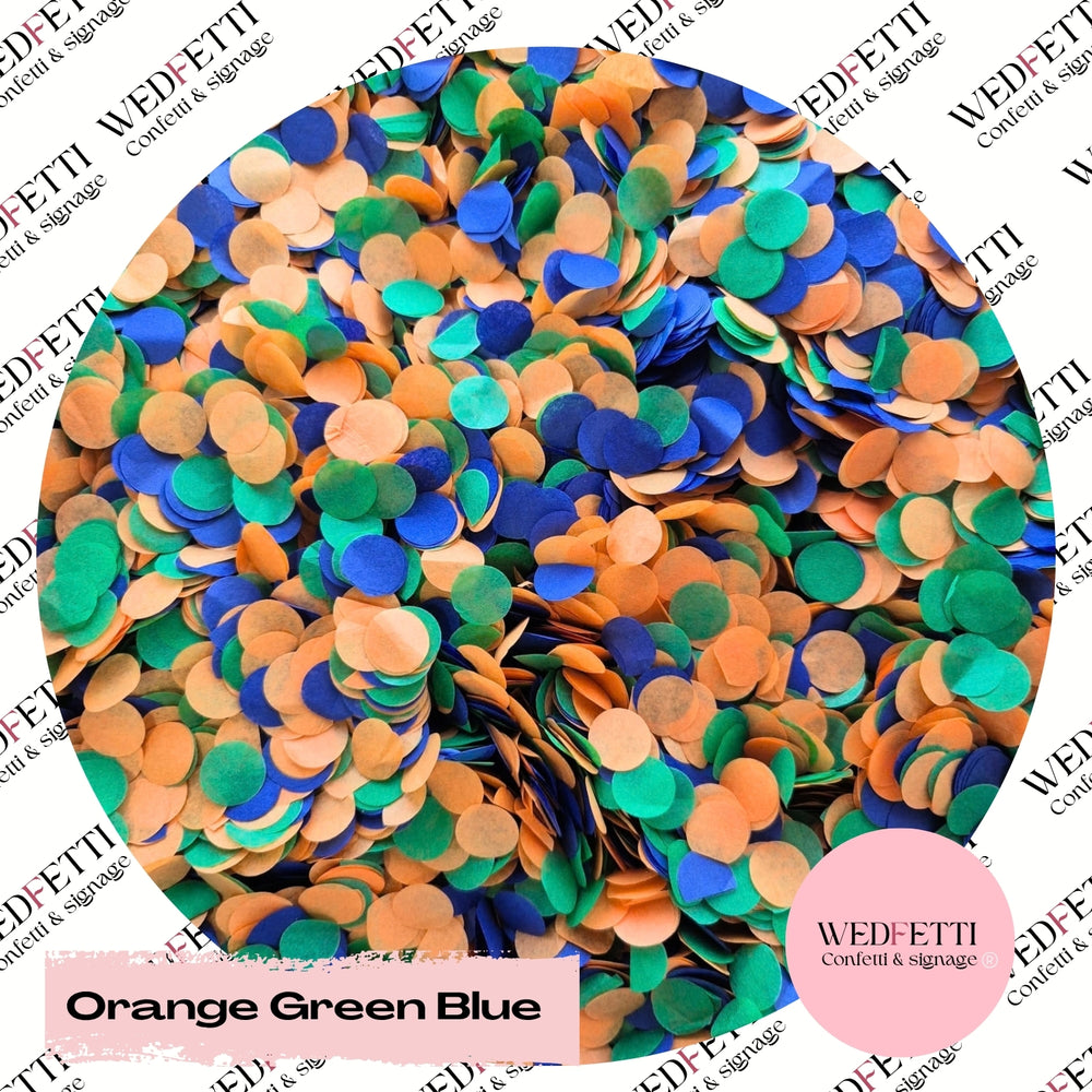 Slow falling paper Confetti - Orange Green Blue