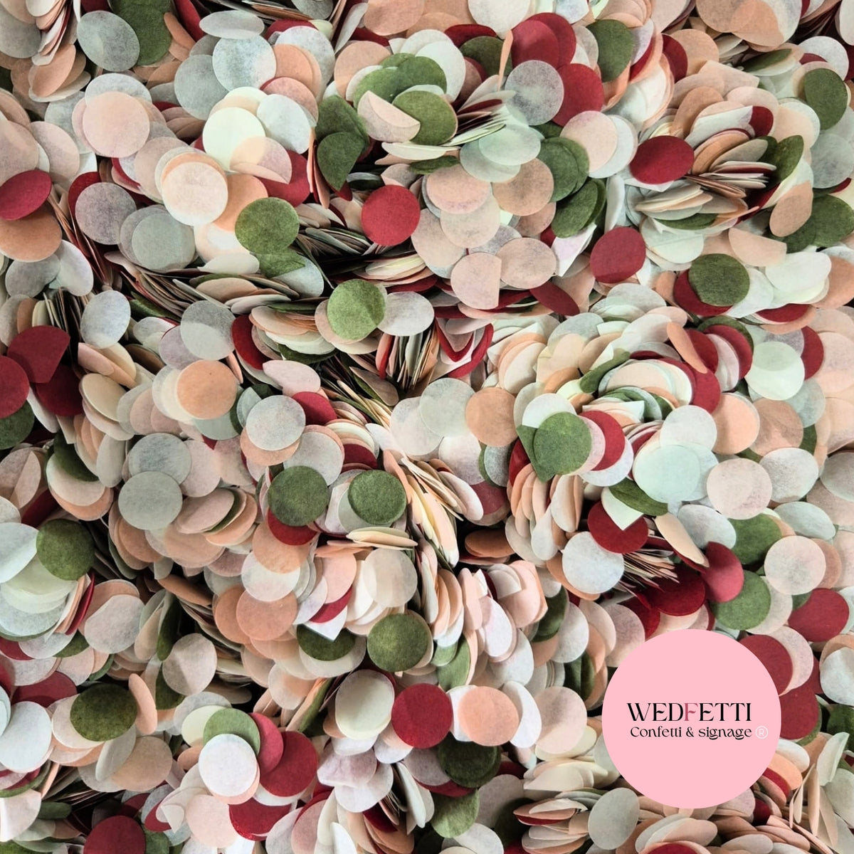 Slow Falling Paper Confetti – Dusty Blush, Light Ivory, Burnt Peach, Light Sage & Grey, Olive & Wine