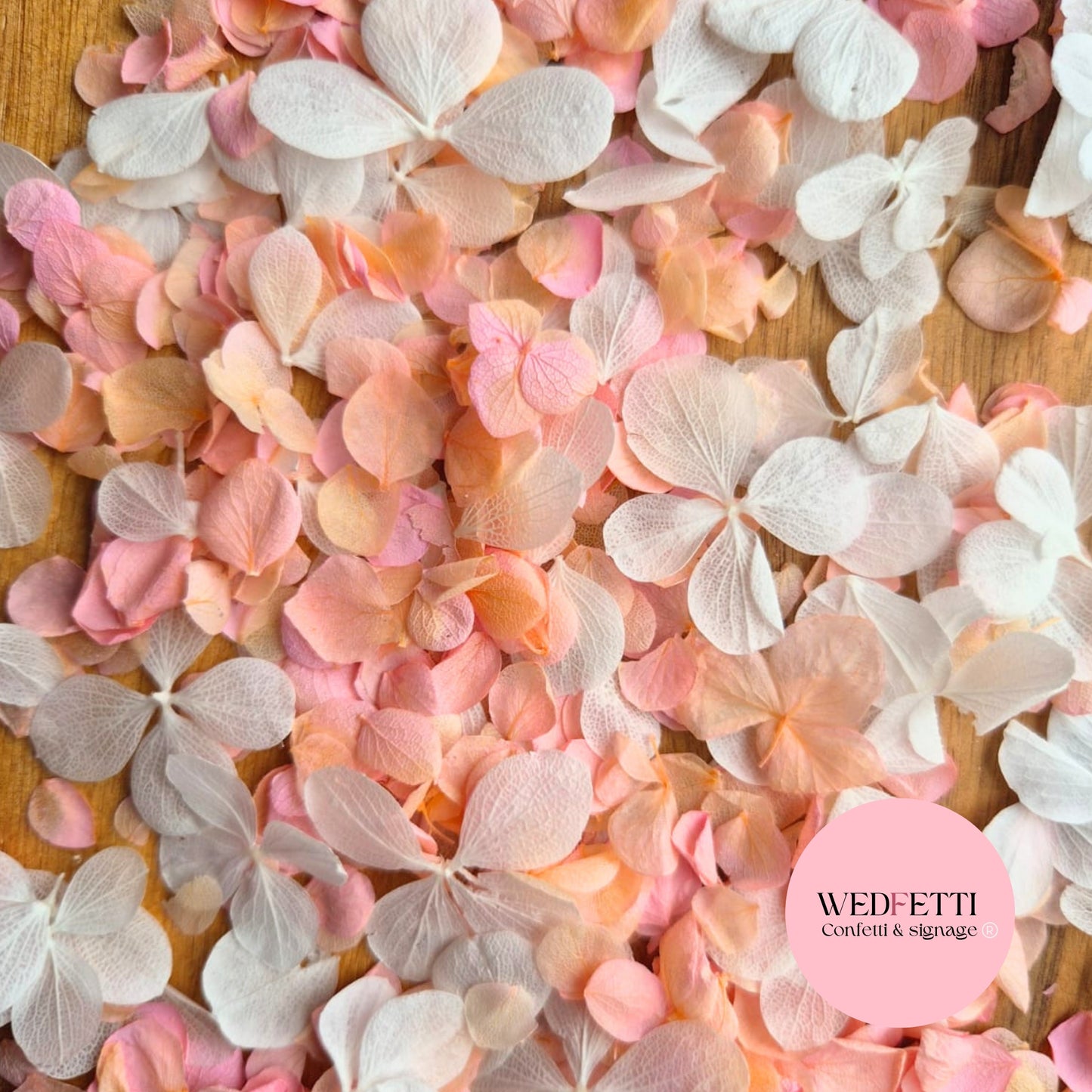 Snow Petal Confetti® - Peach Pink Gradient + White FlutterFly®
