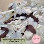 Petal Confetti hydrangea + Eucalyptus White Mahogany