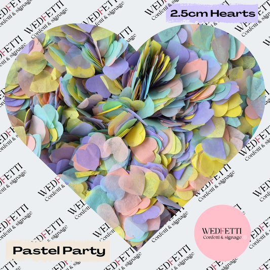 Biodegradable paper Confetti hearts - Pastel Party Heart Edition