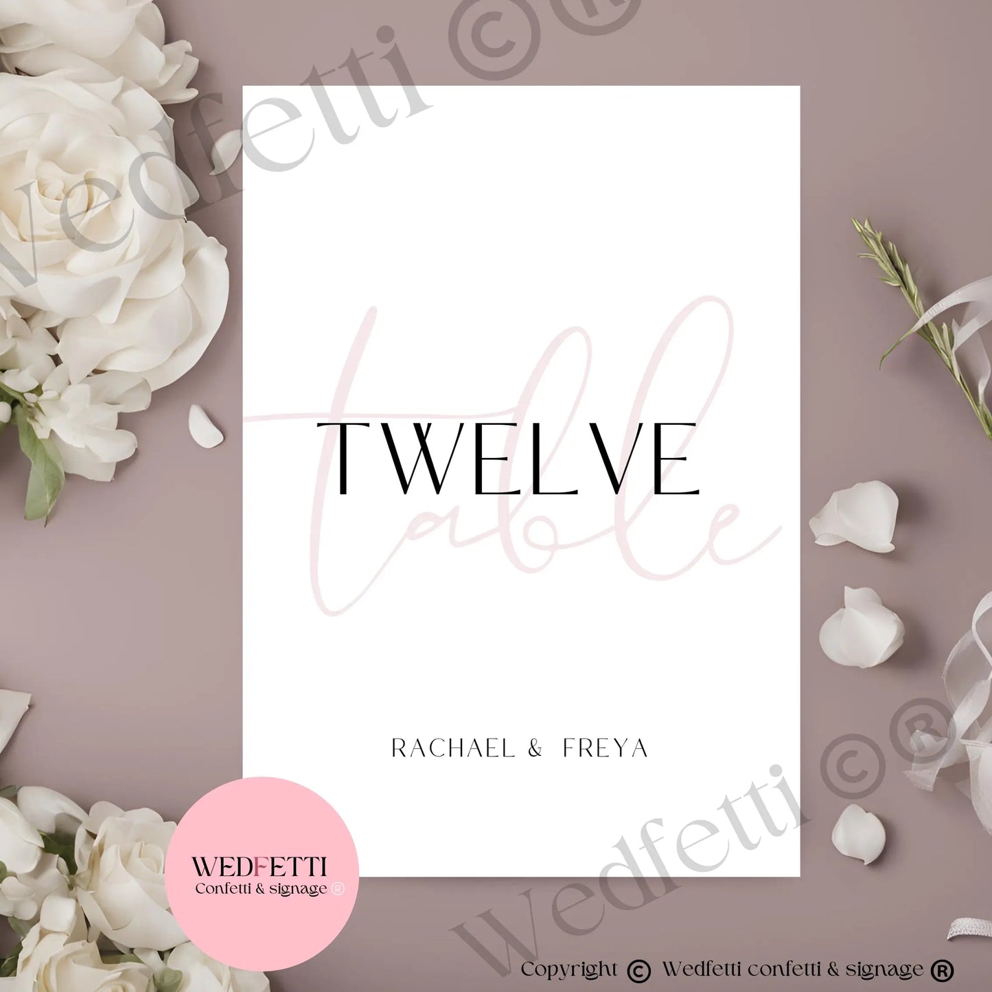 Table numbers WedFetti