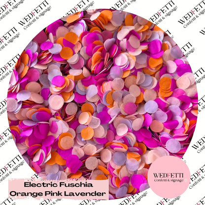 Slow falling paper Confetti - Electric Fuschia Orange Pink Lavender