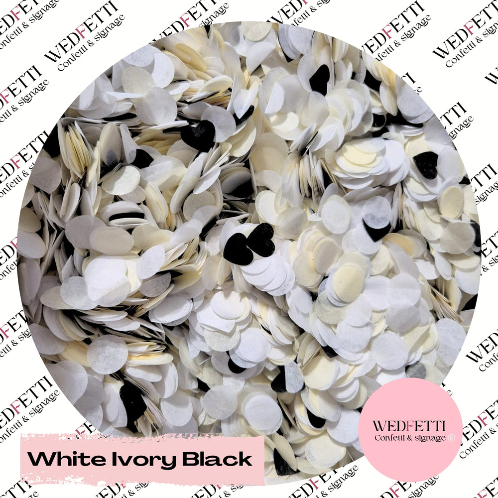 Multi mix Biodegradable paper Confetti - White Ivory Black