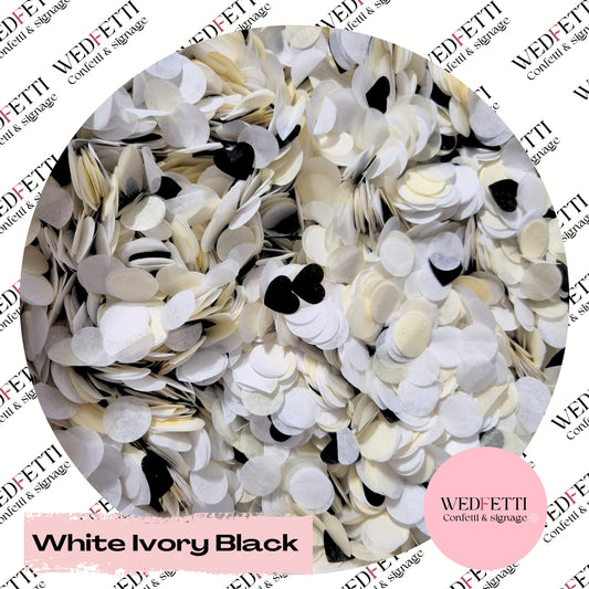 Multi mix Biodegradable paper Confetti - White Ivory Black