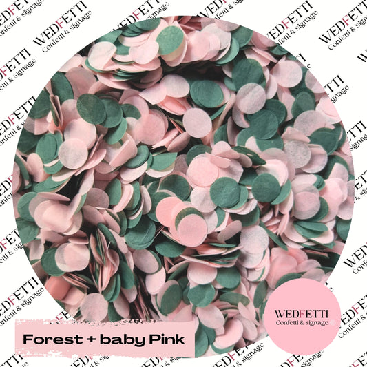 Slow falling paper Confetti - Forest + Baby Pink