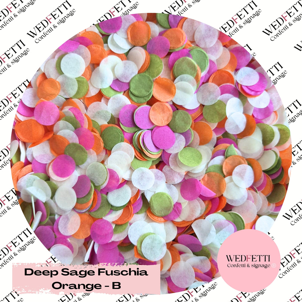 Slow falling paper Confetti - Deep Sage Fuschia Orange - B