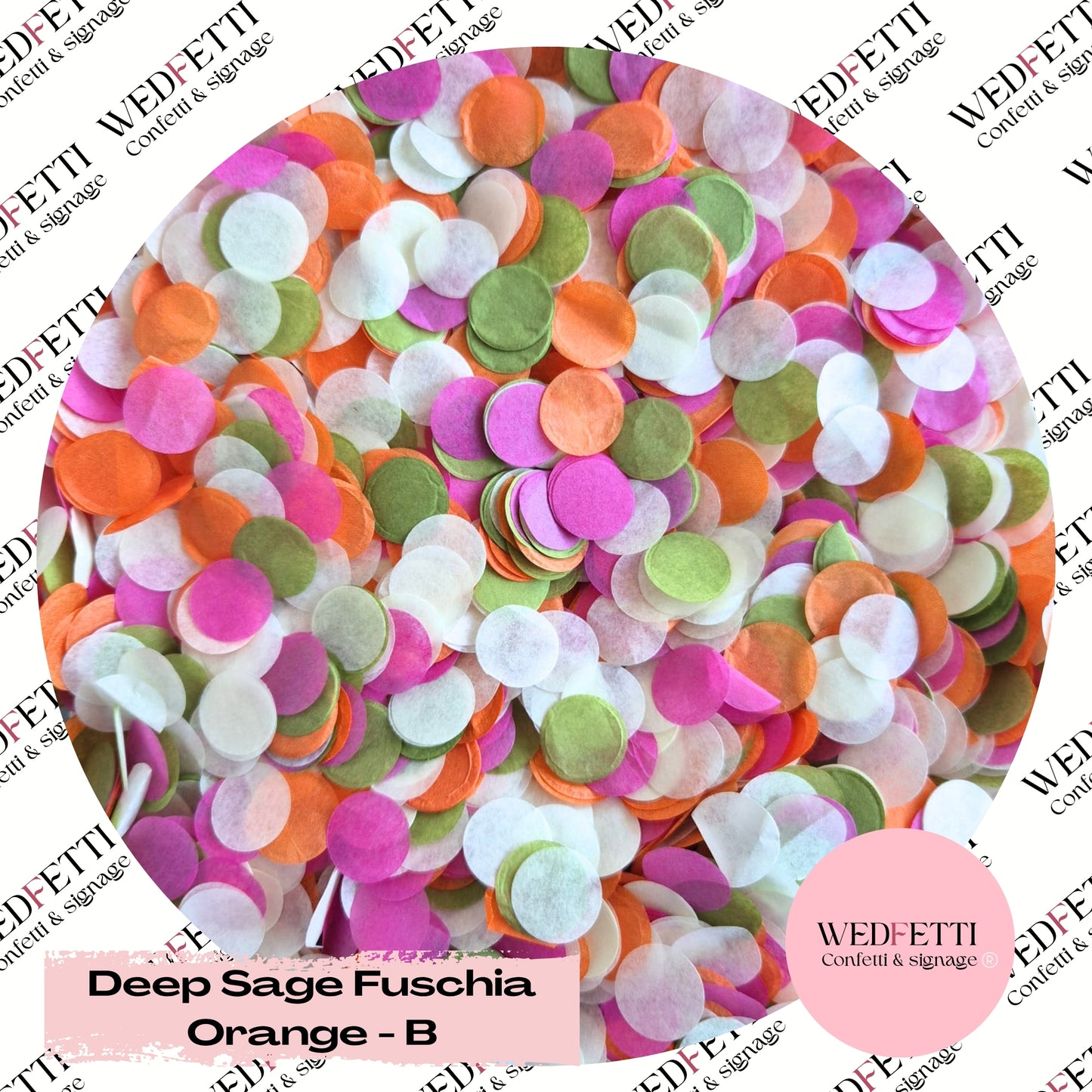 Slow falling paper Confetti - Deep Sage Fuschia Orange - B