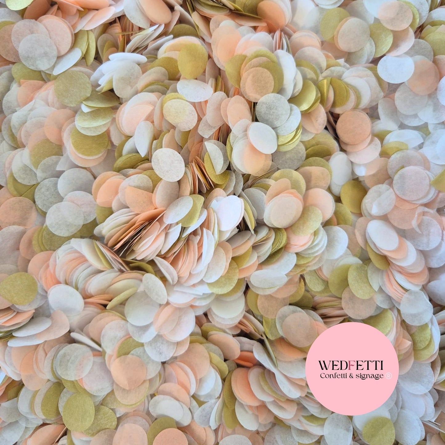 Slow falling paper Confetti - Gold peach white mix