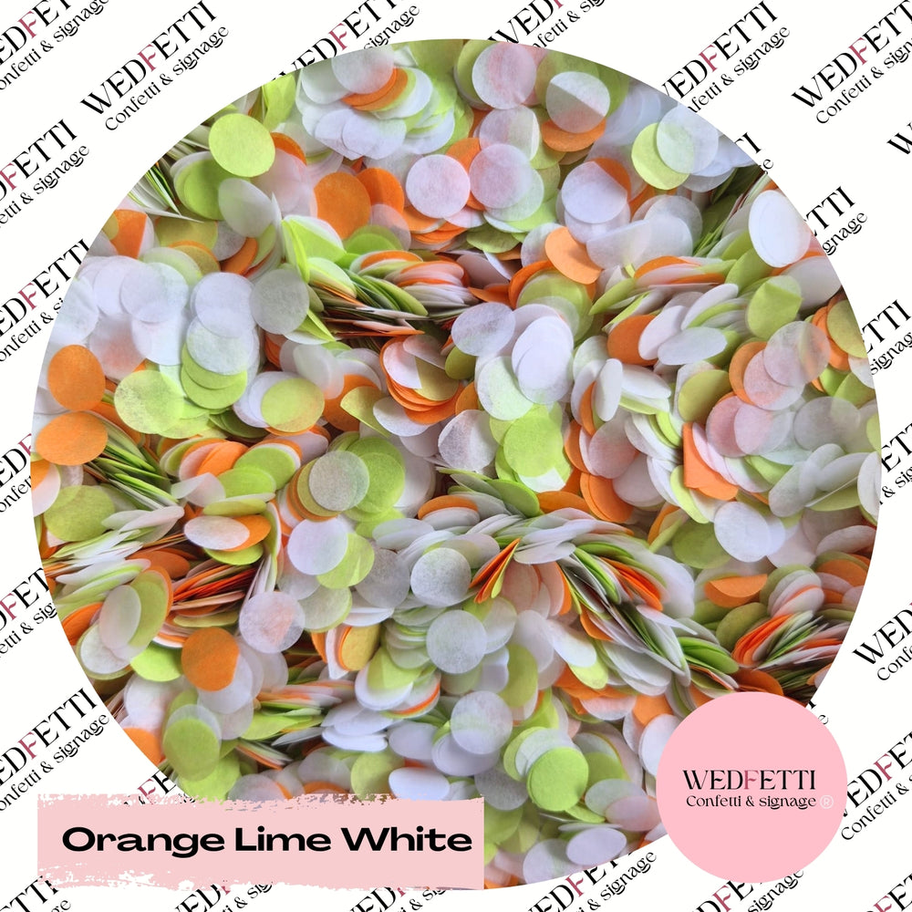 Slow falling paper Confetti - Orange Lime White