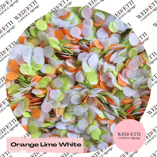 Slow falling paper Confetti - Orange Lime White
