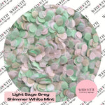 Slow falling paper Confetti - Light Sage Grey shimmer white Mint