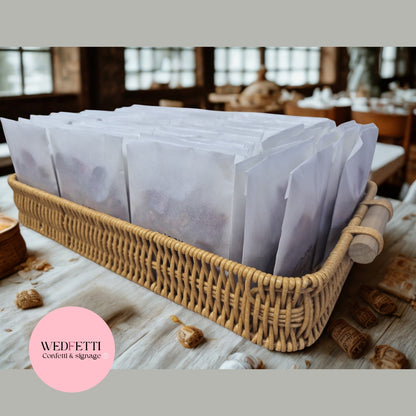 Large Tan Confetti Display Basket with Wooden Handles