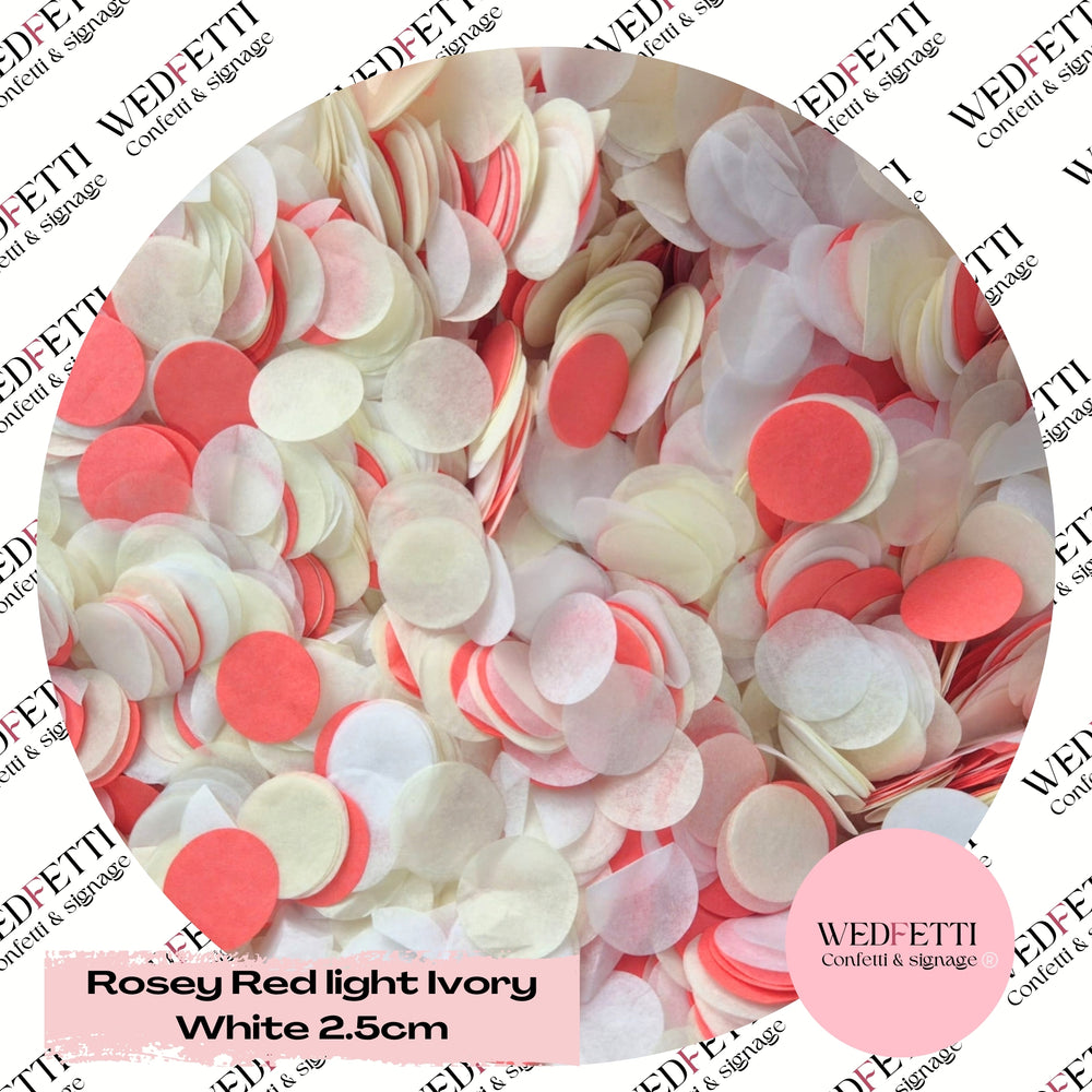 Circles Large 2.5cm Biodegradable - Rosey Red Light Ivory White