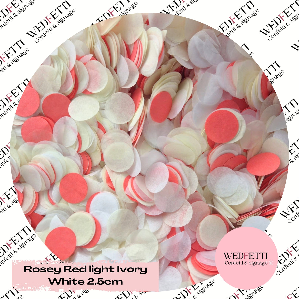 Circles Large 2.5cm Biodegradable - Rosey Red Light Ivory White
