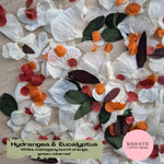 Petal Confetti hydrangea + Eucalyptus woodlands mix