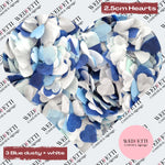 Biodegradable paper Confetti hearts - 3 Blue Dusty + White