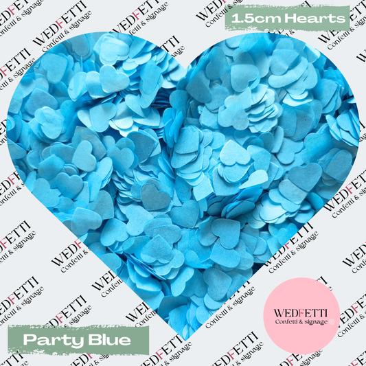 Paper Confetti hearts 1.5cm - Party Blue