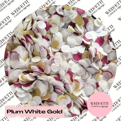 Slow falling paper Confetti - Plum White Gold