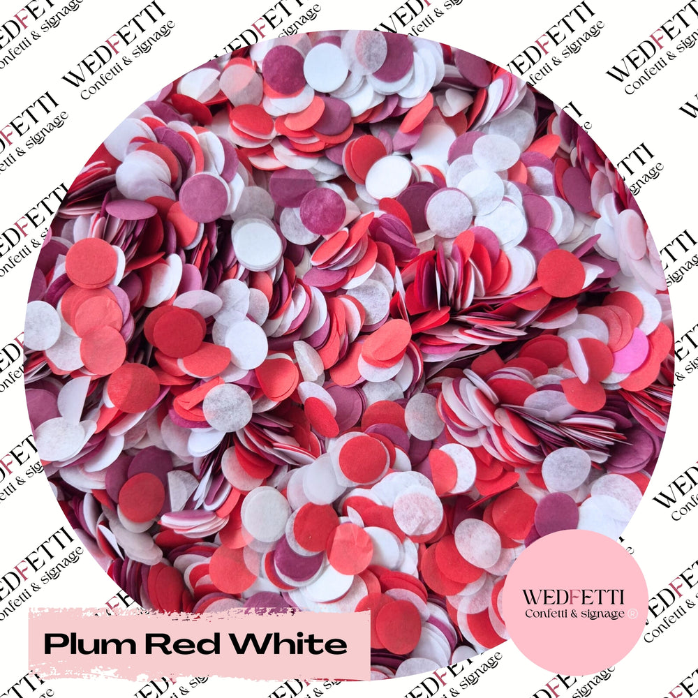 Slow falling paper Confetti - Plum Red White