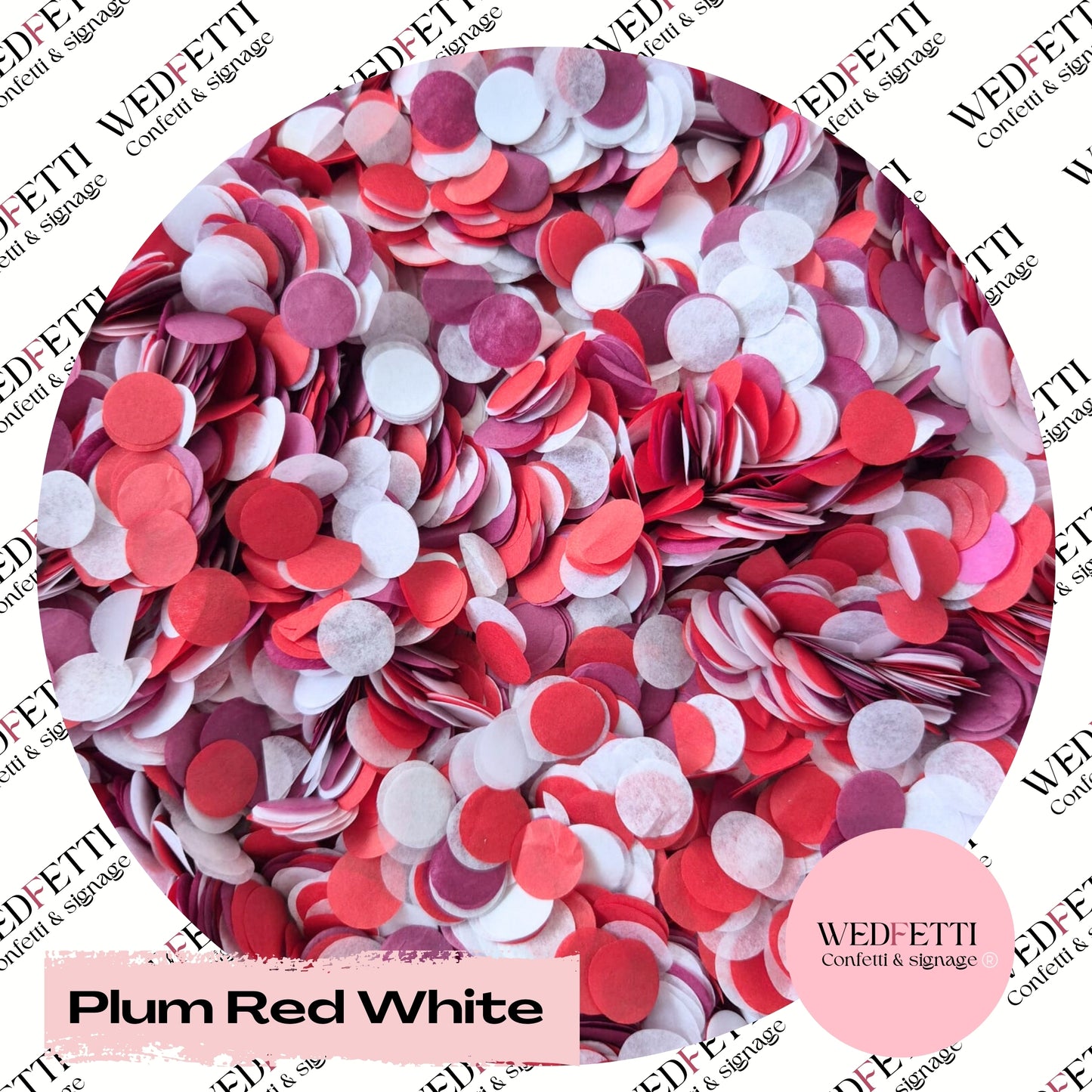 Slow falling paper Confetti - Plum Red White
